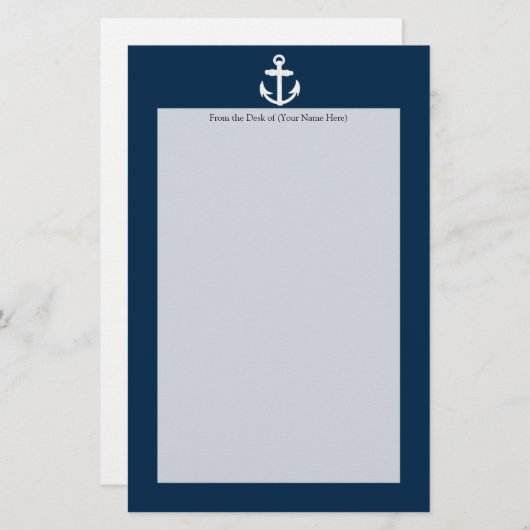 白くか青の航海のないかりの記号 便箋 (正面/裏面)