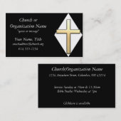 白くか黒い名刺の金ゴールドの十字 名刺 (正面/裏面)