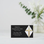 白くか黒い名刺の金ゴールドの十字 名刺 (スタンド正面)