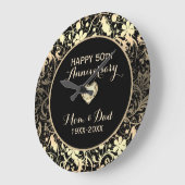 白くされたアーモンドのダマスク織および中心記念日 ラージ壁時計 (傾斜)