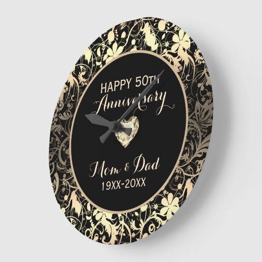 白くされたアーモンドのダマスク織および中心記念日 ラージ壁時計 (傾斜)