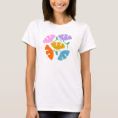 白くて大胆な色の花柄抽象的なトレンディなTシャツ Tシャツ (正面)