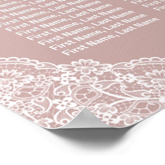 白くほこりっぽいバラ結婚の花の座席表 ポスター (角)