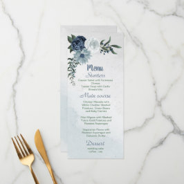 白くほこりっぽい青と海軍の花々緑 メニュー