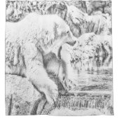 白くまおよび水 シャワーカーテン (正面)