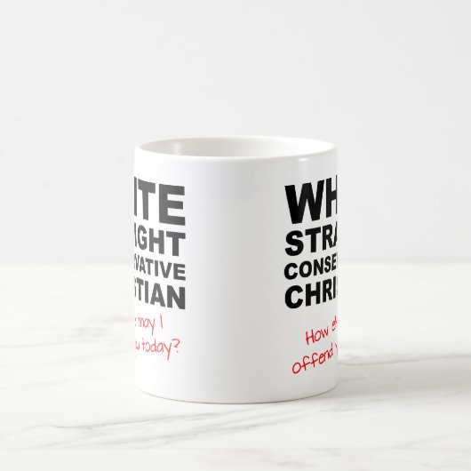 白くまっすぐで保守的なキリスト教のおもしろマグカップ コーヒーマグカップ (中央)