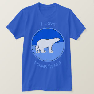 白くまのお母さんおよびカブスの絵画-野性生物の芸術 Tシャツ