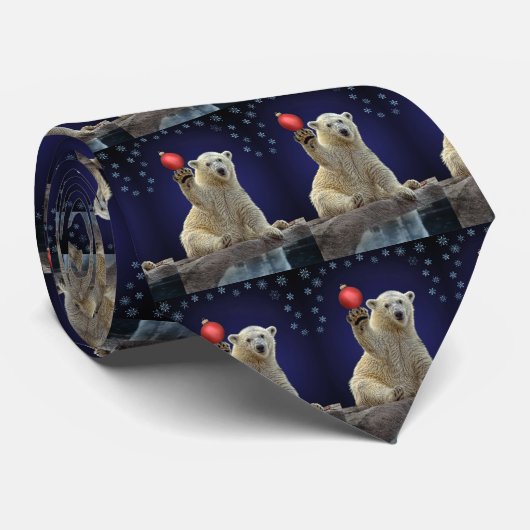 白くまのカブスのクリスマスのタイ ネクタイ (ロール)