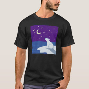 白くまのカブスの星を眺める芸術 Tシャツ