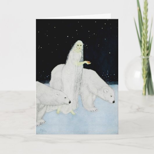 白くまのクリスマスのホリデーカードエドマンドDulac シーズンカード (正面)