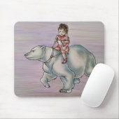 白くまのスケッチに乗っている漫画の女の子の子供 マウスパッド (マウス)