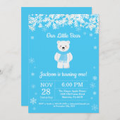 白くまの冬の男の子の誕生日の招待状 招待状 (正面/裏面)