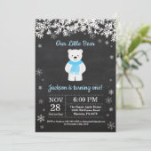 白くまの冬の男の子の誕生日の招待状 招待状 (スタンド正面)