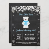白くまの冬の男の子の誕生日の招待状 招待状 (正面/裏面)