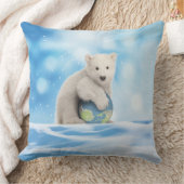 白くまの北極世界の枕 クッション (ブランケット)