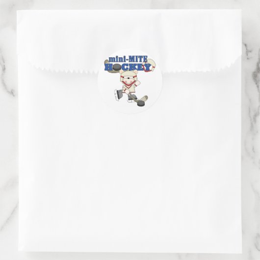 白くまの小型ダニのホッケーのTシャツおよびギフト ラウンドシール (バッグ)