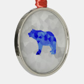 白くまの幾何学的な冬のSnowyの青いブリザード メタルオーナメント (右)