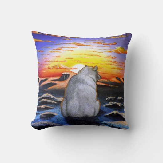 白くまの日没のクッション クッション (正面)