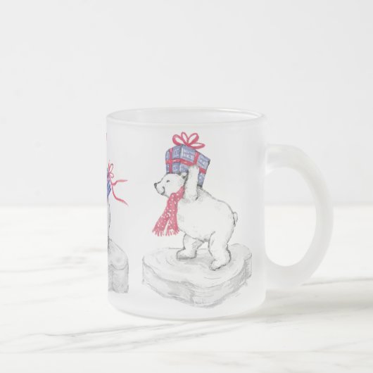 白くまの曇らされたマグ! フロストグラスマグカップ (右)