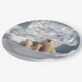 白くまの母カブスの北極野性生物のプレート ペーパープレート (アングル)