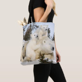 白くまの母及び幼いこども トートバッグ (クローズアップ)