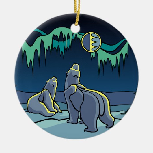 白くまの芸術のオーナメントくまの記念品くまのギフト セラミックオーナメント (正面)