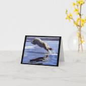 白くまの跳躍のメッセージカード カード (黄色い花)