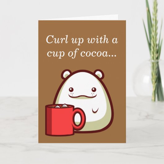 白くまは"ココアのコップによってカールします…" カード (正面)