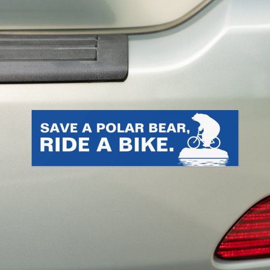 白くまを救って下さい、バイクに乗って下さい。 バンパーステッカー (車上)