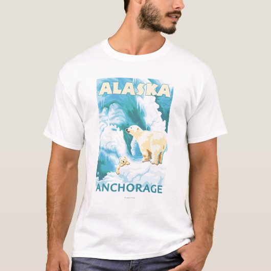 白くま及びカブス-アンカレッジ、アラスカ Tシャツ (正面)