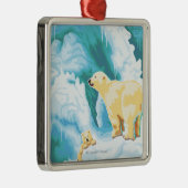 白くま及びカブス- Katmai、アラスカ メタルオーナメント (右)