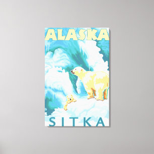 白くま及びカブス- Sitka、アラスカ キャンバスプリント