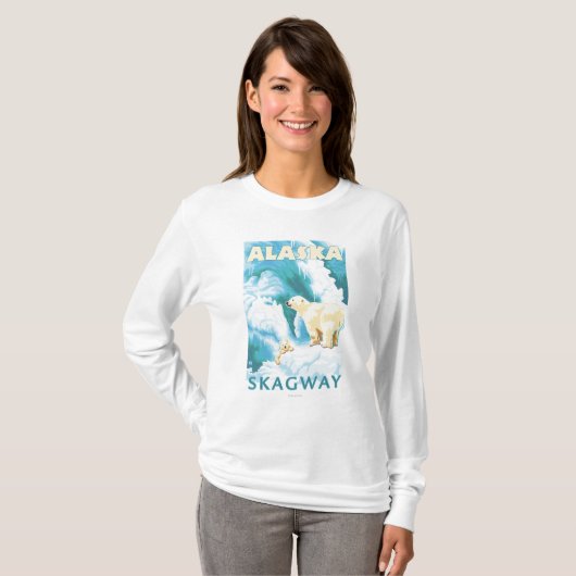 白くま及びカブス- Skagway、アラスカ Tシャツ (正面フル)