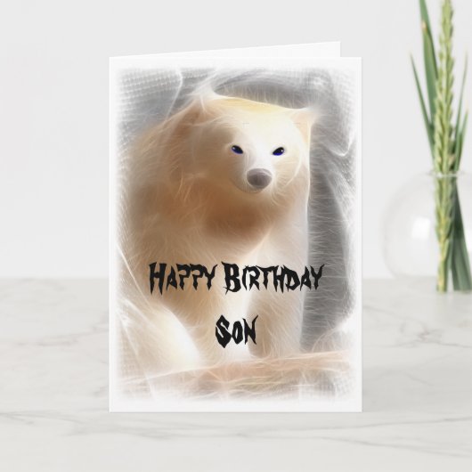 白くま、ハッピーバースデーの息子 カード (正面)