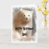 白くま、ハッピーバースデーの息子 カード (黄色い花)