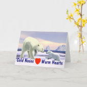 白くま- Nose Bestママ カード (黄色い花)