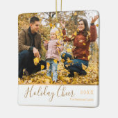 白くエレガントな休日の応援のフェイクな金ゴールドの写真 セラミックオーナメント (左)