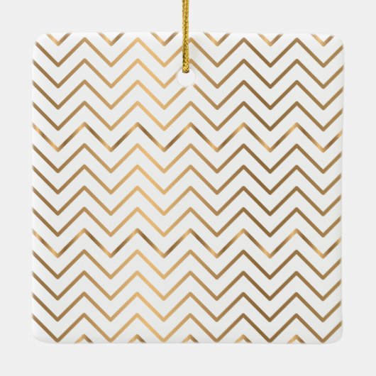 白くエレガントな休日の応援のフェイクな金ゴールドの写真 セラミックオーナメント (裏面)