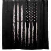 白くグランジな米国旗 シャワーカーテン (正面)