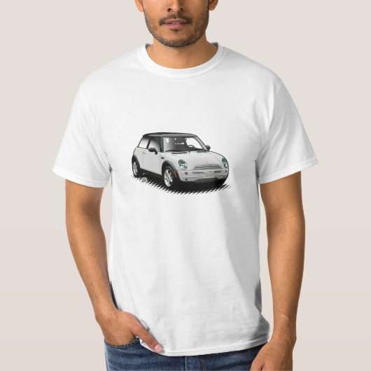 白くモダンな小型車のTシャツ Tシャツ (正面)