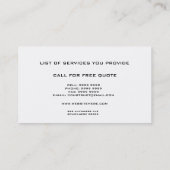 白くモダンな建築のテンプレートの名刺 名刺 (裏面)