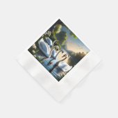 白く優雅な白鳥は見慣れた光景だ 縁ありカクテルナプキン (角)