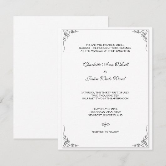 白く光る。〜結婚の 招待状 (正面/裏面)