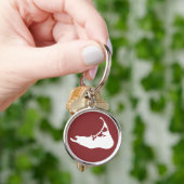 白く及び赤いのNantucketの島の地図Keychain キーホルダー (手)