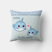 白く及び青の水玉模様でnarwhalかわいい虹 クッション (裏面)