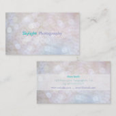 白く及び青の《写真》ぼけ味の写真撮影の名刺 名刺 (正面/裏面)
