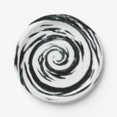 白く及び黒い催眠性の渦巻の芸術 ペーパープレート (正面)