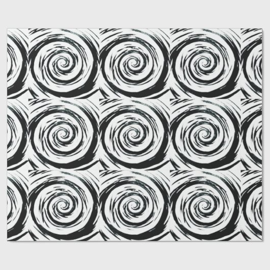 白く及び黒い催眠性の渦巻の芸術 ラッピングペーパー (フラット)