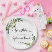 白く咲くフローラの手書き愛感謝していと ペーパープレート (パーティー)