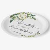 白く咲くフローラの手書き愛感謝していと ペーパープレート (アングル)